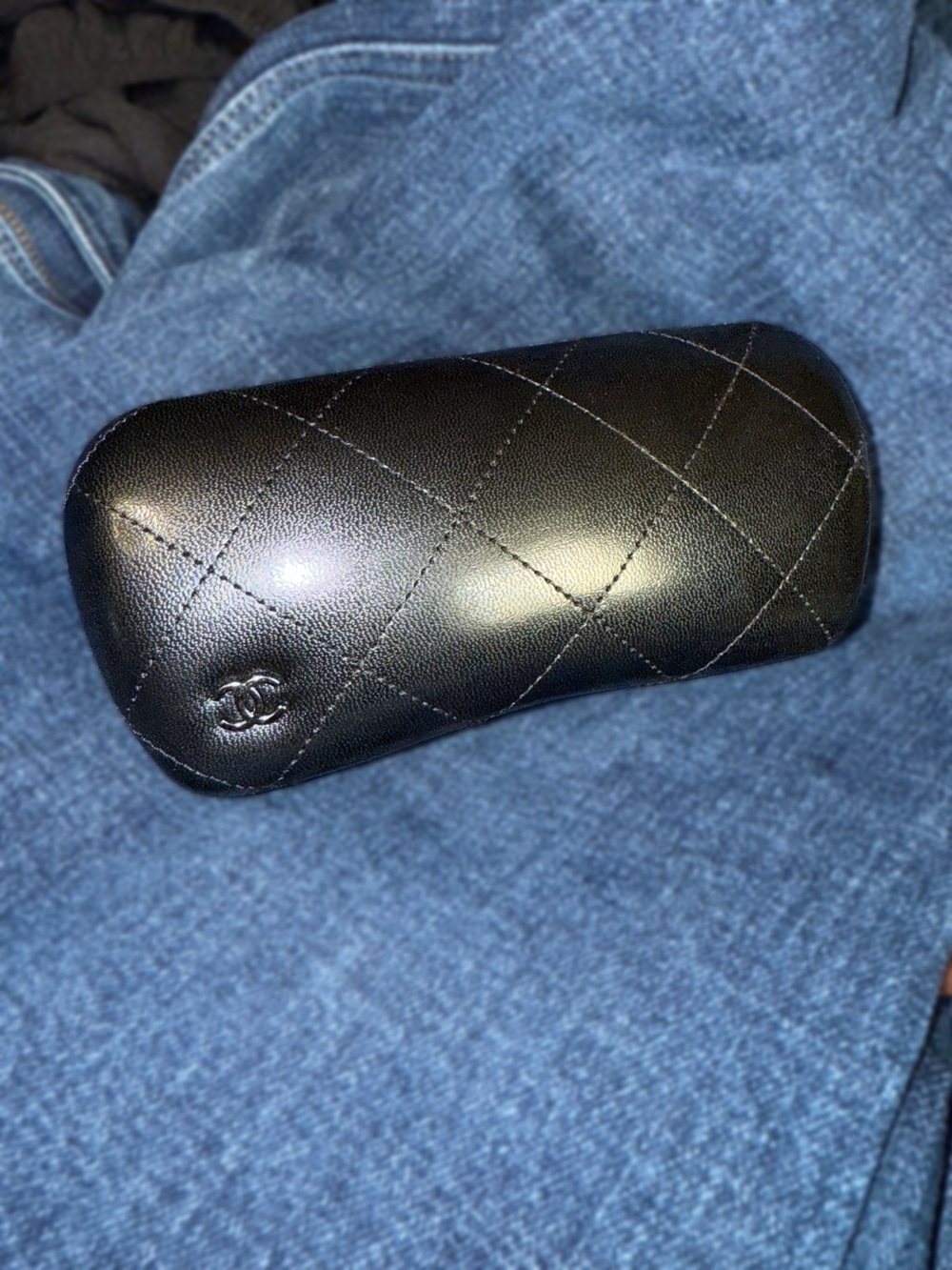 CHANEL Black Quilted Leather Sunglasses x Accessory Case